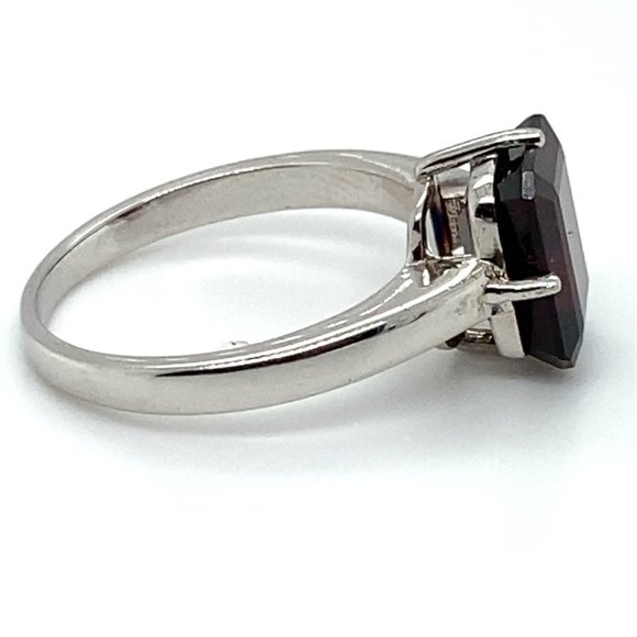 Pyrope 4.34ct Rhodium Finish Solid 925 Sterling Silver Ring - Picture 4 of 6